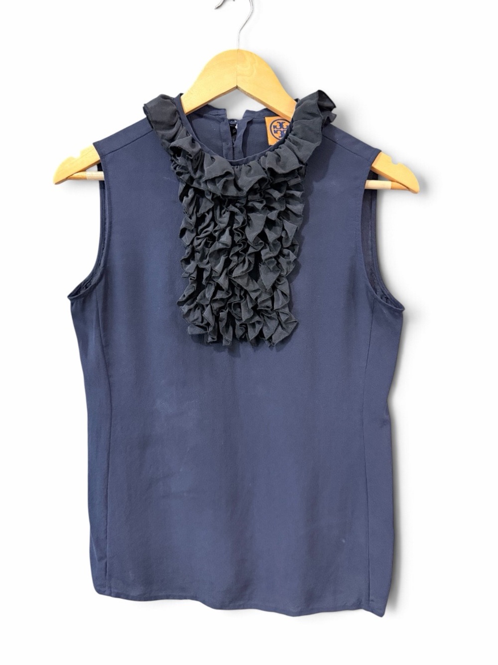 Tory Burch 100% Silk Sleeveless Ruffle Blouse
